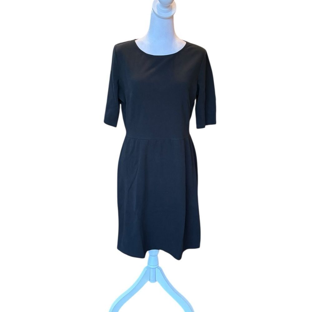 Garnet Hill Short Sleeve Mini Sheath Dress Womens Size 10 Black